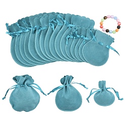 Средний Бирюзовый 15 шт. 3 стили двухсторонние бархатные сумки, мешочки для украшений в форме калебаса на шнурке, средне бирюзовый, 9.8~14.3x8.3~11.7x0.16 см, 5 шт / стиль