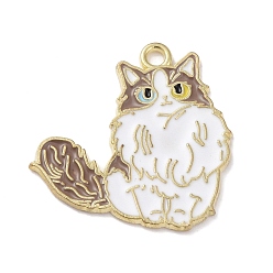 Белый Подвески из эмали и сплава, золотые, кошачье очарование, белые, 25x26x1.5 мм, отверстие : 2 мм