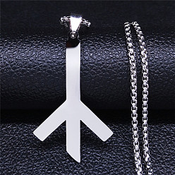 Нержавеющая Сталь Цвет 201 ожерелья из нержавеющей стали с подвесками в виде руны смерти, цвет нержавеющей стали, 19.96 дюйм (50.7 см)