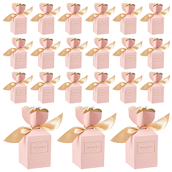 Pink Свадебная бумага для упаковки конфет, подарочные коробки с полиэстеровой лентой, складные ящики для хранения на свадьбу, прямоугольные, розовые, 4.9x4.9x12 см