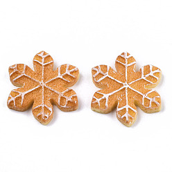 Orange Resin Decoden Cabochons, Imitation Food Biscuits, Leaf, Orange, 25~26x22~23x4mm