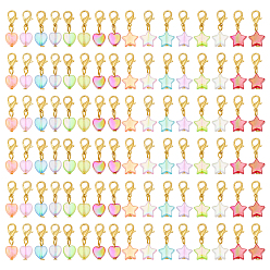 Couleur Mélangete 96pcs 16 styles de décorations suspendues en acrylique, avec alliage homard fermoirs pince, couleur mixte, 26mm, 6 pcs / style