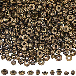 Античная Бронза 500 шт 10 стили разделительные бусины в тибетском стиле, разнообразные, античная бронза, 4~6x4~6x1.3~4 мм, отверстие : 1~2.5 мм, 50 шт / стиль