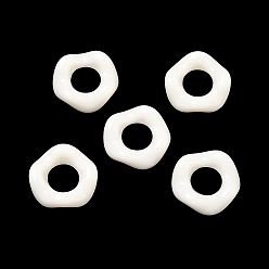 Weiß Opake Legierung Perlen, Großloch perlen, welliger Ring, weiß, 15x5 mm, Bohrung: 7 mm, ca. 1000 Stk. / 500 g