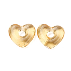 Светло-желтый Бусины лэмпворк , бусины с большим отверстием, сердце, светло-желтый, 14x15x5 мм, отверстие : 4 мм