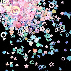 Бледно-Розовый Блестки из пвх, шитье ремесленных украшений, разнообразные, сердце/звезда/цветок, розовый жемчуг, 1.5~16x2~12x0.5~1.5 мм, отверстие : 1~2 мм, около 1500 шт / упаковка