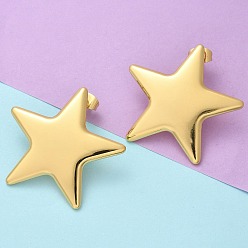 Настоящее золото 18K 304 из нержавеющей стали серьги, ионное покрытие (ip), звезда, реальный 18 k позолоченный, 32x33.5 мм