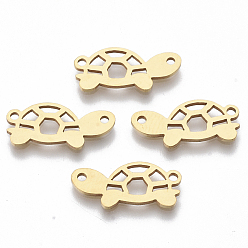 Золотой 201 соединительные звенья нержавеющие, лазерная резка, черепаха, золотые, 8.5x18x1 мм, отверстие : 1.4 мм