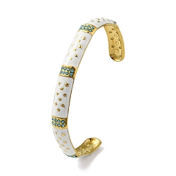Аквамарин 304 открытые браслеты-манжеты из нержавеющей стали с эмалью, регулируемые женские браслеты со стразами, реальный 18 k позолоченный, аквамарин, внутренний диаметр: 2-5/8 x 2-1/8 дюйм (6.75x5.3 см)