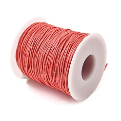 Light Coral Waxed Cotton Thread Cords, Light Coral, 1mm, about 100yards/roll(300 feet/roll)