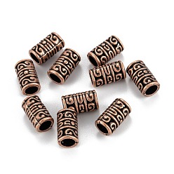 Red Copper Alloy Beads, Long-Lasting Plated, Cadmium Free & Nickel Free & Lead Free, Column, Red Copper, 13.5x8mm, Hole: 5mm