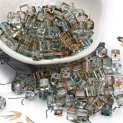 Разноцветный Спрей роспись стекла бисер, круглое отверстие, кубические, красочный, 4~4.5x4~4.5x4~4.5 мм, отверстие : 1.4 мм, Около 1800 шт / фунт