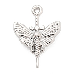 Платина Подвески из сплава , бабочка с подвесками в виде черепов, платина, 25x18.5x6 мм, отверстие : 1.8 мм