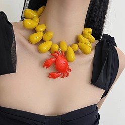 Золотистый Женские бусины-подвески в виде красного краба, смола с крабом из сплава и застежками, золотые, золотые, 20.08 дюйм (51 см)