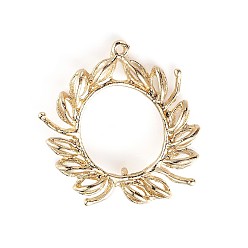 Golden Zinc Alloy Chandelier Component Links, Olive Branch/Olive Wreath, Golden, 31.5x26x3mm, Hole: 1.4mm and 1.6mm