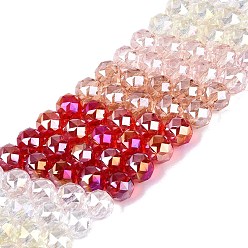 (123L) Белый крем непрозрачный блеск Гальванизируйте прозрачное стекло бисер нитей, круглые, с покрытием AB цвета, граненые, огнеупорный кирпич, 7.5~8x7 мм, отверстие : 1~1.5 мм, около 48~50 шт / нитка, 13.19~14.17 (33.5~36 см)