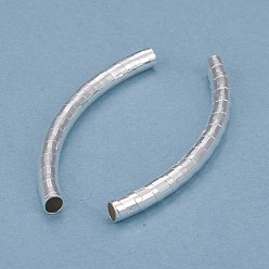 Посеребрённый Бисера латунной трубки, долговечный, изогнутые бусины, трубка, 925 серебро покрытием, 50x4 мм, отверстие : 3 мм