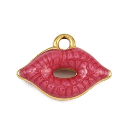 Темно-Розовый 304 подвески из нержавеющей стали, с эмалью, ионное покрытие (ip), золотые, темно-розовыми, 12.5x16.5x4.5 мм, отверстие : 1.8 мм