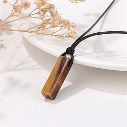 Тигровый глаз Ожерелья с подвеской в форме куба из натурального тигрового глаза, регулируемые ожерелья из искусственной кожи для женщин, 17.72~25.59 дюйм (45~65 см)