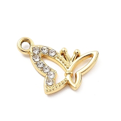 Золотой Подвески из сплава и страза, УФ-покрытием, бабочка, золотые, 14.5x19.5x2.5 мм, отверстие : 1.8 мм