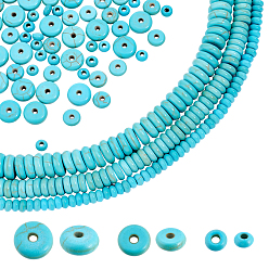 Synthetic Turquoise Synthetic Turquoise Spacer Bead Strands, Flat Round, 4~8x2~3mm, Hole: 1~1.2mm, 3style, 1strand/style, 3strands