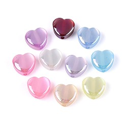 (52) Непрозрачная лаванда УФ-покрытие смоляные шарики, имитации кошачьего глаза , радужный, сердце, разноцветные, 14.5x16x8 мм, отверстие : 2.2~3 мм
