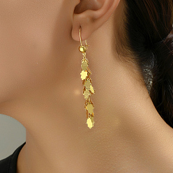 Настоящее золото 18K Серьги-кольца из латуни с кисточками в виде пальмы, реальный 18 k позолоченный, 73x10 мм