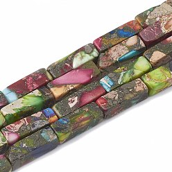 Имперская яшма Синтетическая золотая линия имперские нитки из бисера яшмы, кубоид, 13~14x4~4.5x4~4.5 мм, отверстие : 1~1.5 мм, около 30 шт / нитка, 16.14 дюйм