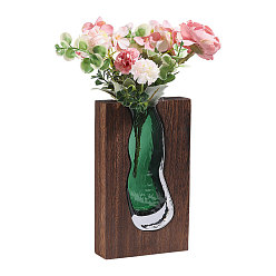 Brun De Noix De Coco Ornements de vases en bois et en verre, décoration pour la maison, le bureau, l'hôtel et le porche, rectangle, brun coco, 146x50x239mm