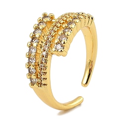 Настоящее золото 18K Латунные микро проложить манжеты кольца кубического циркония, широкие кольца для женщин, без кадмия, без никеля и без свинца, реальный 18 k позолоченный, 9.5 мм, внутренний диаметр: 17.5 мм