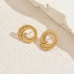 Золотой Винтажные спиральные серьги-гвоздики из нержавеющей стали, золотые, 20x19 мм