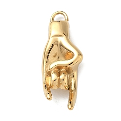 Настоящее золото 18K 304 Подвески из нержавеющей стали с ионным покрытием (IP), рок-н-ролльное очарование, реальный 18 k позолоченный, 28x10.5x6 мм, отверстие : 3 мм