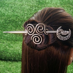 Луна Старинные серебряные палочки для волос в стиле викингов заколка для волос, женский ретро-аксессуар для волос, палочки для волос в виде розового меча, луна, 180 мм