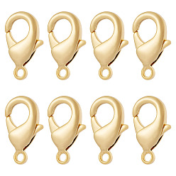 Настоящее золото 18K 8шт латунные застежки-лобстеры, для изготовления ювелирных изделий, реальный 18 k позолоченный, 19.5x11.5x4 мм, отверстие : 2.3 мм