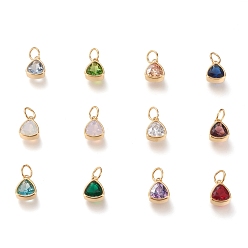 (52) Непрозрачная лаванда Вакуумное покрытие pvd 304 подвеска из нержавеющей стали с кубическим цирконием, треугольные, золотые, разноцветные, 12.5x9.5x5 мм, отверстие : 5 мм