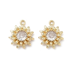 Настоящее золото 18K Латунные микро проложить кубического циркония подвески, , реальный 18 k позолоченный, 15x13x4 мм, отверстие : 1.2 мм