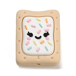 White Food Grade Eco-Friendly Silicone Beads, Biscuits, White, 29x23x13mm, Hole: 2mm