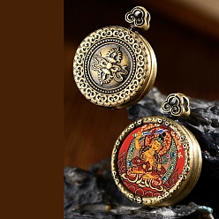 Античная Бронза Латунные подвески, плоский круглый с древними китайскими богами, античная бронза, 18 мм, внутренний диаметр: 14.4 мм