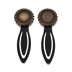 Античная Бронза Закладки из сплава и железа, лист с плоским круглым вращающимся подносом, античная бронза, 76.5~77.5x26.5x5.5~6 мм, Размер лотка: 18 мм