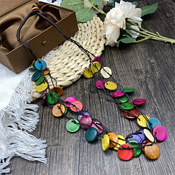 Разноцветный Ожерелья из натурального окрашенного кокоса с бусинами из искусственной кожи в несколько рядов для женщин, красочный, 24.41 дюйм (62 см)
