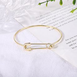 Золотой Латунные браслеты-манжеты в форме скрепки для женщин, золотые, внутренний диаметр: 2-3/8 дюйм (6 см)
