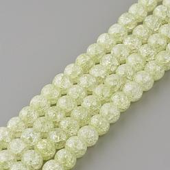 Green Yellow Synthetic Crackle Quartz Beads Strands, Round, Dyed, Green Yellow, 8mm, Hole: 1mm, about 50pcs/strand, 15.7 inch