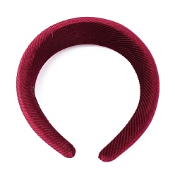 Dark Red Velvet Hair Bands, with Sponge inside, Grosgrain Pattern, Dark Red, 15~40mm, Inner Diameter: 140x115mm