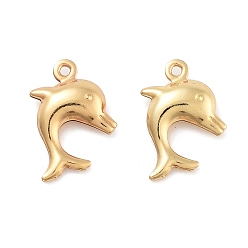 Dolphin Тема океана 316 хирургические подвески из нержавеющей стали, реальный 18 k позолоченный, дельфин, 15x12x3.5 мм, отверстие : 1 мм