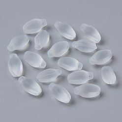Clear Transparent Spray Painted Glass Pendants, Frosted, Bud, Clear, 15x8.5x7.5mm, Hole: 1.2mm