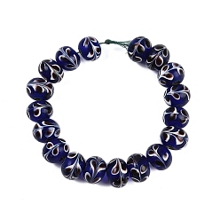 Кадет Синий Бусины лэмпворк , рондель с горошком, кадетский синий, 14~16x10~12.5 мм, отверстие : 3~4 мм