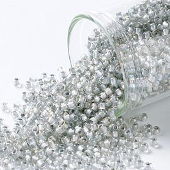 (261) Inside Color AB Crystal/Gray Lined TOHO Round Seed Beads, Japanese Seed Beads, (261) Inside Color AB Crystal/Gray Lined, 11/0, 2.2mm, Hole: 0.8mm, about 5555pcs/50g