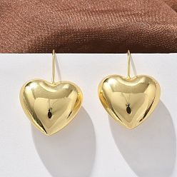 Настоящее золото 18K Сердце латунь болтаться серьги, без кадмия и без свинца, стойки покрытие, реальный 18 k позолоченный, 38.5x25.5 мм