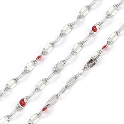 (52) Непрозрачная лаванда Латунные цепочки, с эмалью, с катушкой, пайка без свинца и кадмия, платина, разноцветные, 4x2x0.2 мм