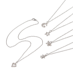 Нержавеющая Сталь Цвет Колье из латуни с прозрачным кубическим цирконием, 304 женские украшения из нержавеющей стали, разнообразные, цвет нержавеющей стали, 18.19 дюйм (46.2 см)